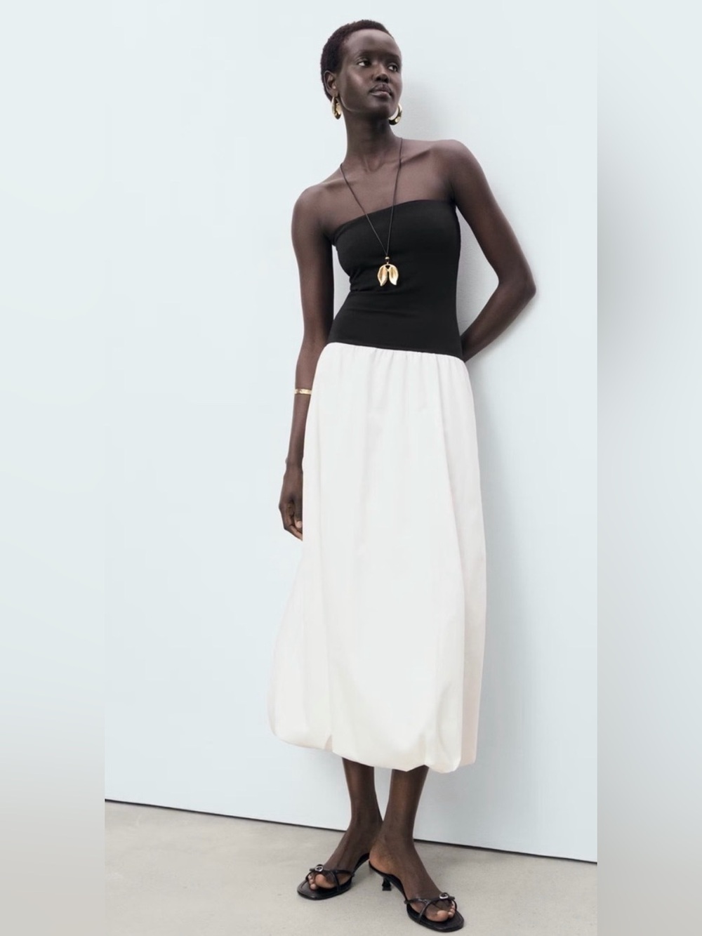 Mango strapless balloon dress